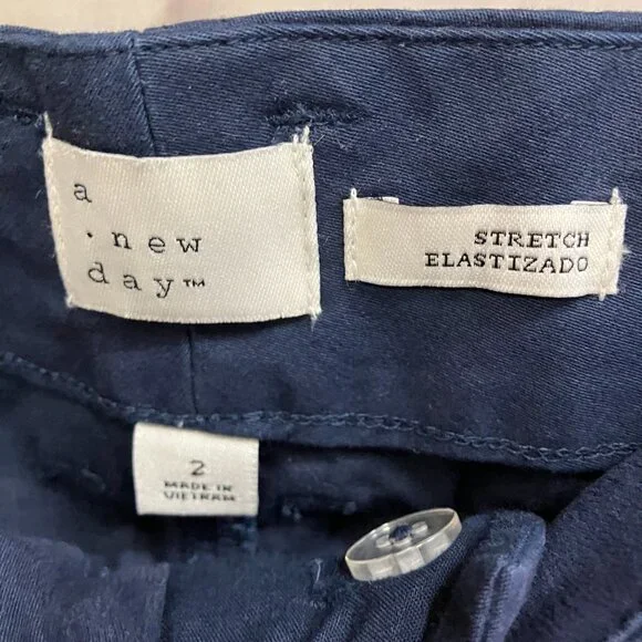 NWT A New Day Women Navy High-Rise Fly Button Zipper Straight Ankle Chino Pants - Picture 7 of 12
